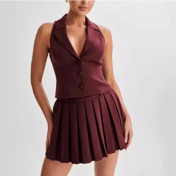 Eleanor Waistcoat & Pleated Mini Skirt Co-Ord