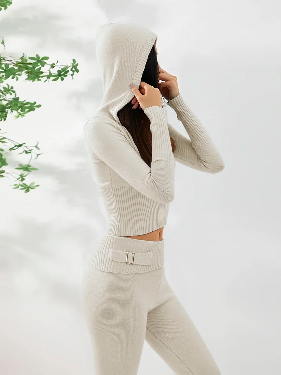 Cozy Ribbed Knit Lounge Set - Luxurise Fashion - 