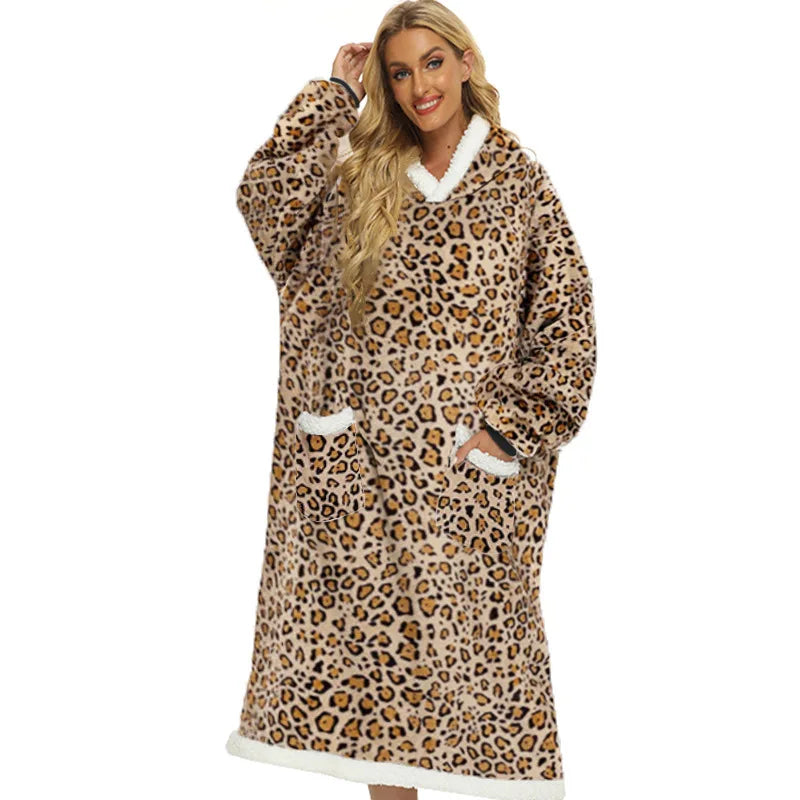 Leopard Blanket Hoodie - Luxurise Fashion - loungewear