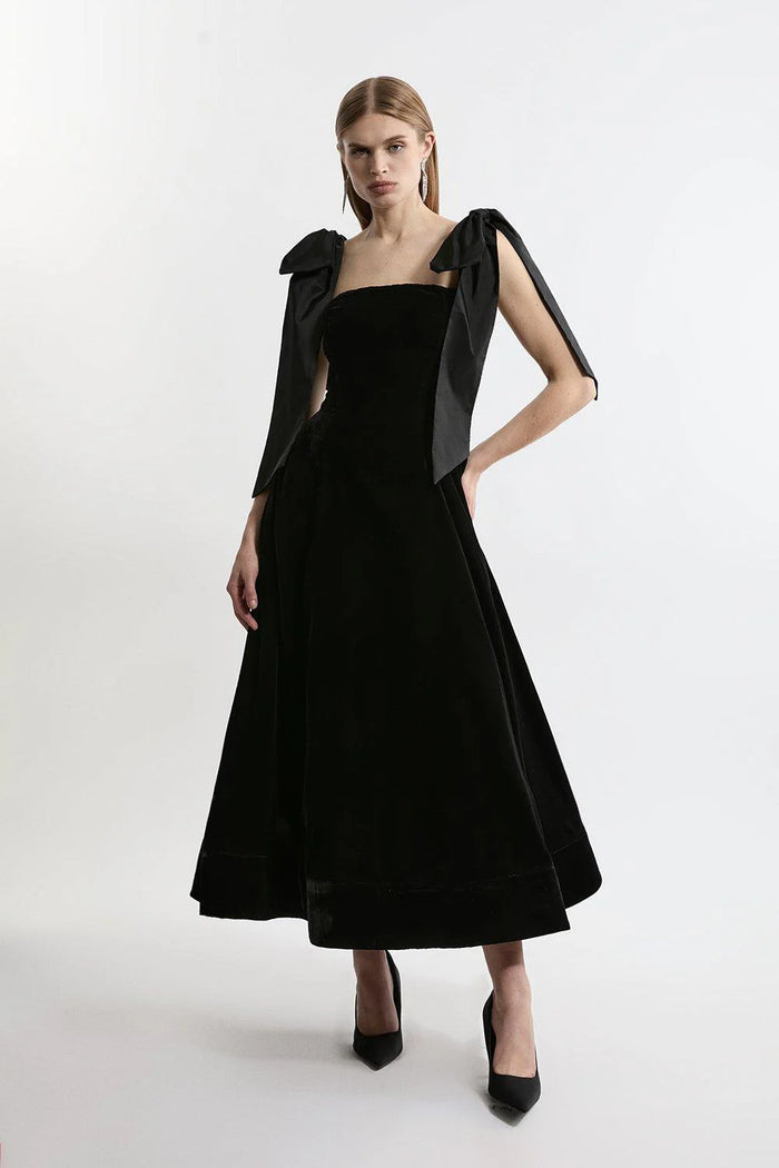 Vivienne Velvet Bow Midi Dress