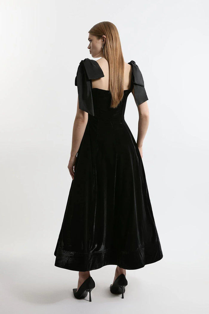 Vivienne Velvet Bow Midi Dress