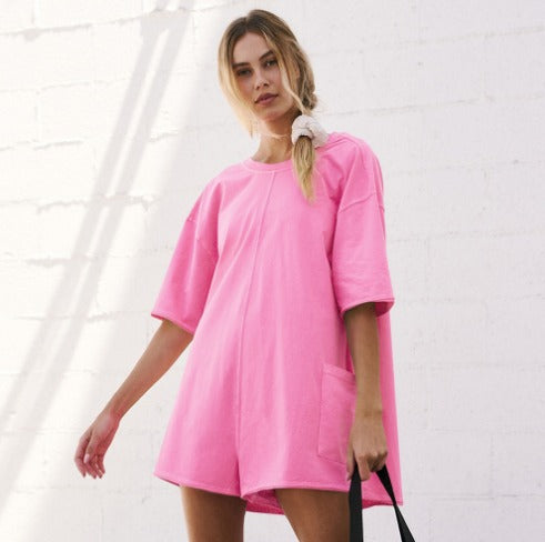 Sharon Oversized Shirt Romper - Luxurise Fashion - 