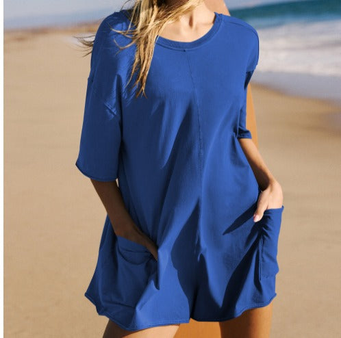 Sharon Oversized Shirt Romper - Luxurise Fashion - 