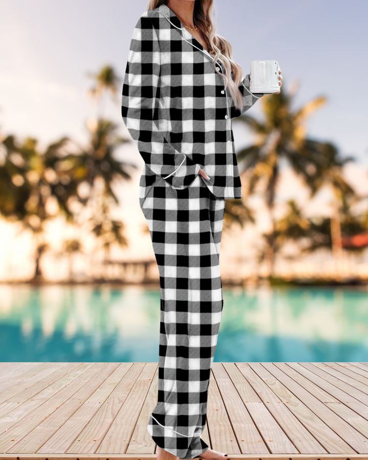 Women's Pajama Sets Long Sleeve Button Down Sleepwear Nightwear Soft Pj's Lounge Sets - Luxurise - women-pajama-sets-long-sleeve-button-down-sleepwear-nightwear-soft-pjs-lounge-sets - pajama