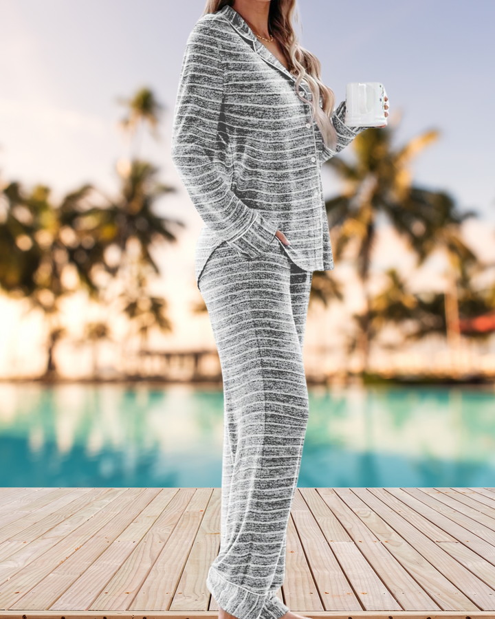 Women's Pajama Sets Long Sleeve Button Down Sleepwear Nightwear Soft Pj's Lounge Sets - Luxurise - women-pajama-sets-long-sleeve-button-down-sleepwear-nightwear-soft-pjs-lounge-sets - pajama