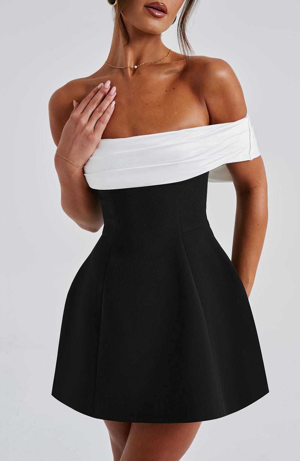 Delta Mini Dress - Black/White - Luxurise Fashion - Dress