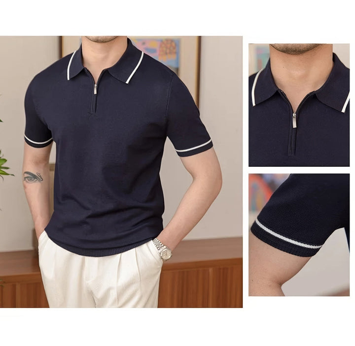 Giorgio Zipped Contrast Polo - Luxurise Fashion - 