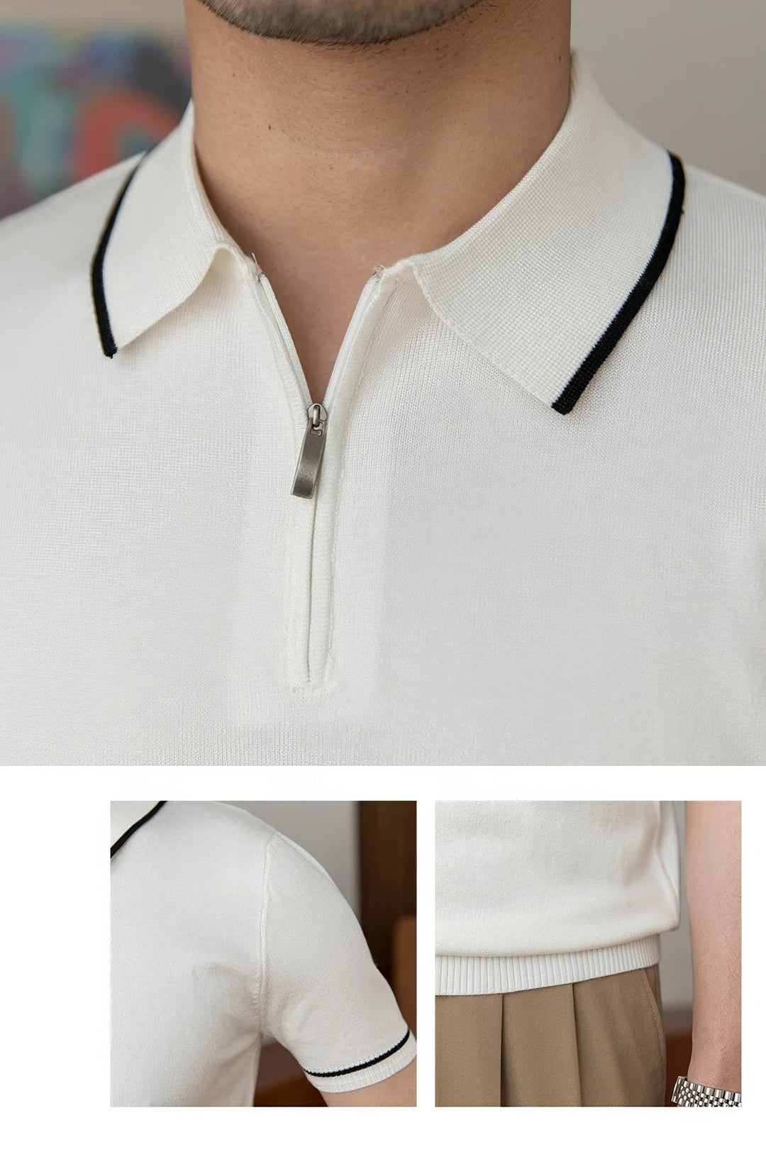 Giorgio Zipped Contrast Polo - Luxurise Fashion - 