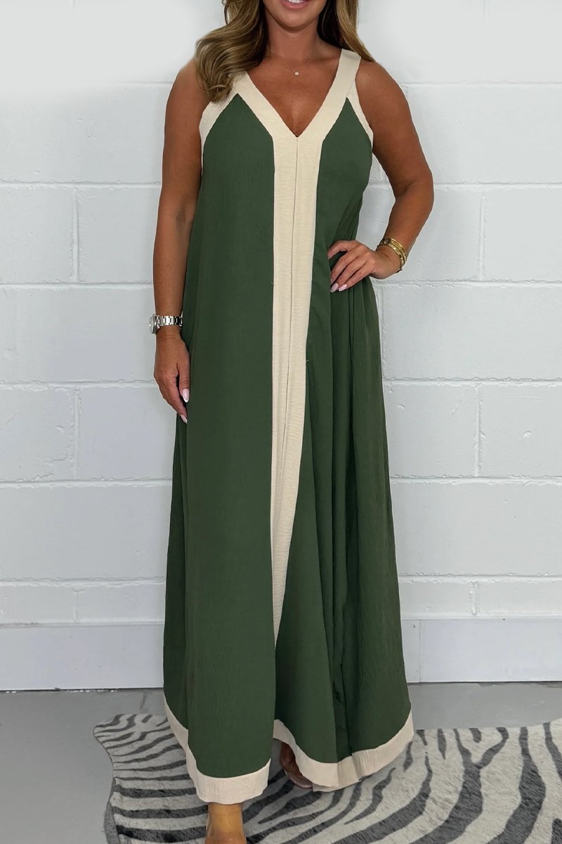 Summer Holiday Maxi Dress - Luxurise - women-s-panelled-trim-maxi-dress - 