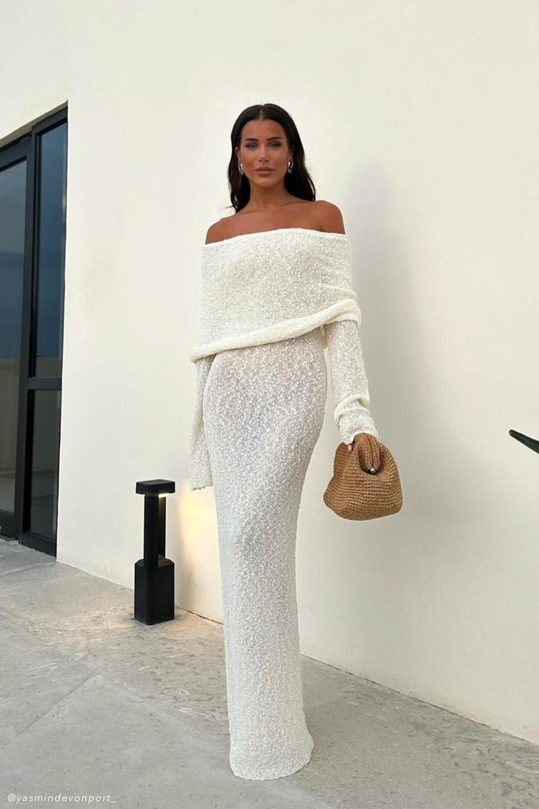 Isobella Off Shoulder Boucle Maxi Dress - Luxurise - marisol-off-shoulder-boucle-maxi-dress - Dresses